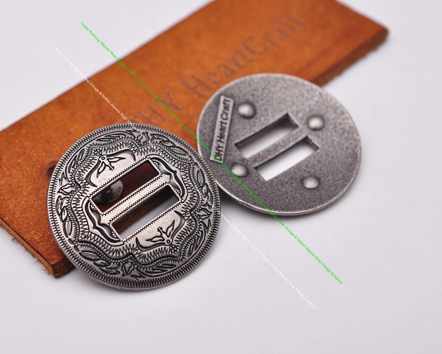 6X Western Cowboy Gold Sliver Saddles Tack Headstall Bridle Leathercraft Belt Hatband Slotted Conchos Buckle 1-1/4"