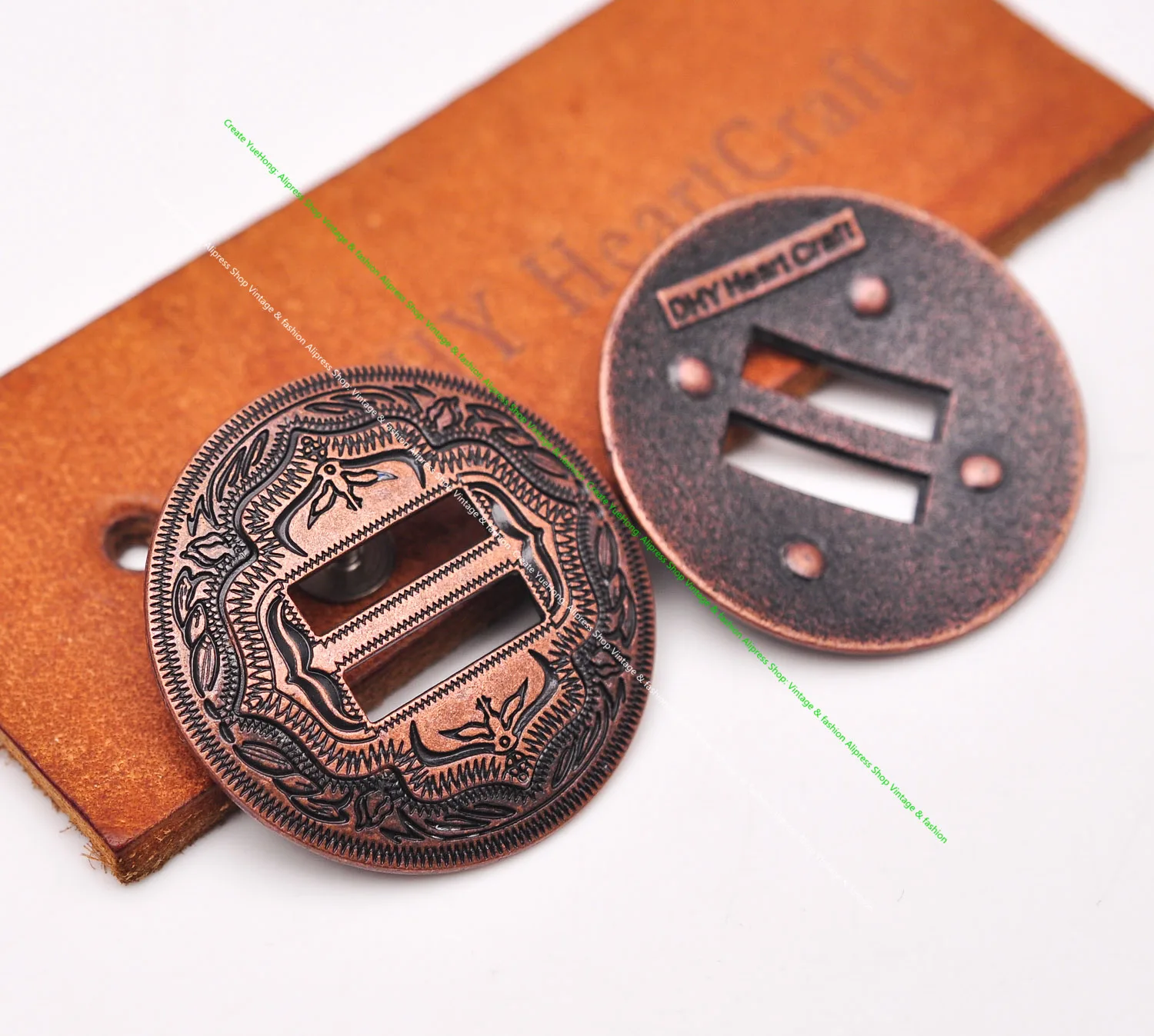 6X Western Cowboy Gold Sliver Saddles Tack Headstall Bridle Leathercraft Belt Hatband Slotted Conchos Buckle 1-1/4"