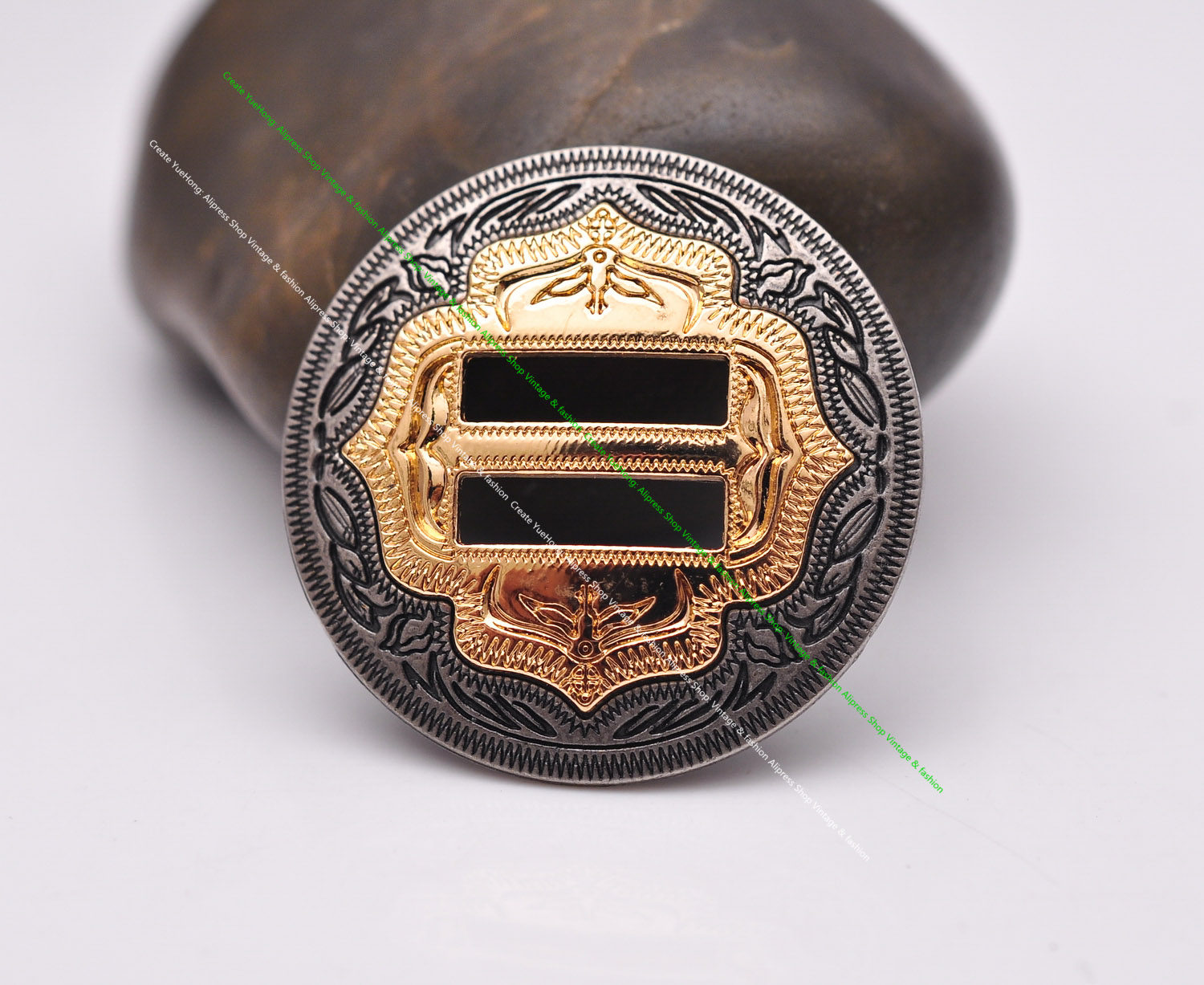 6X Western Cowboy Gold Sliver Saddles Tack Headstall Bridle Leathercraft Belt Hatband Slotted Conchos Buckle 1-1/4"