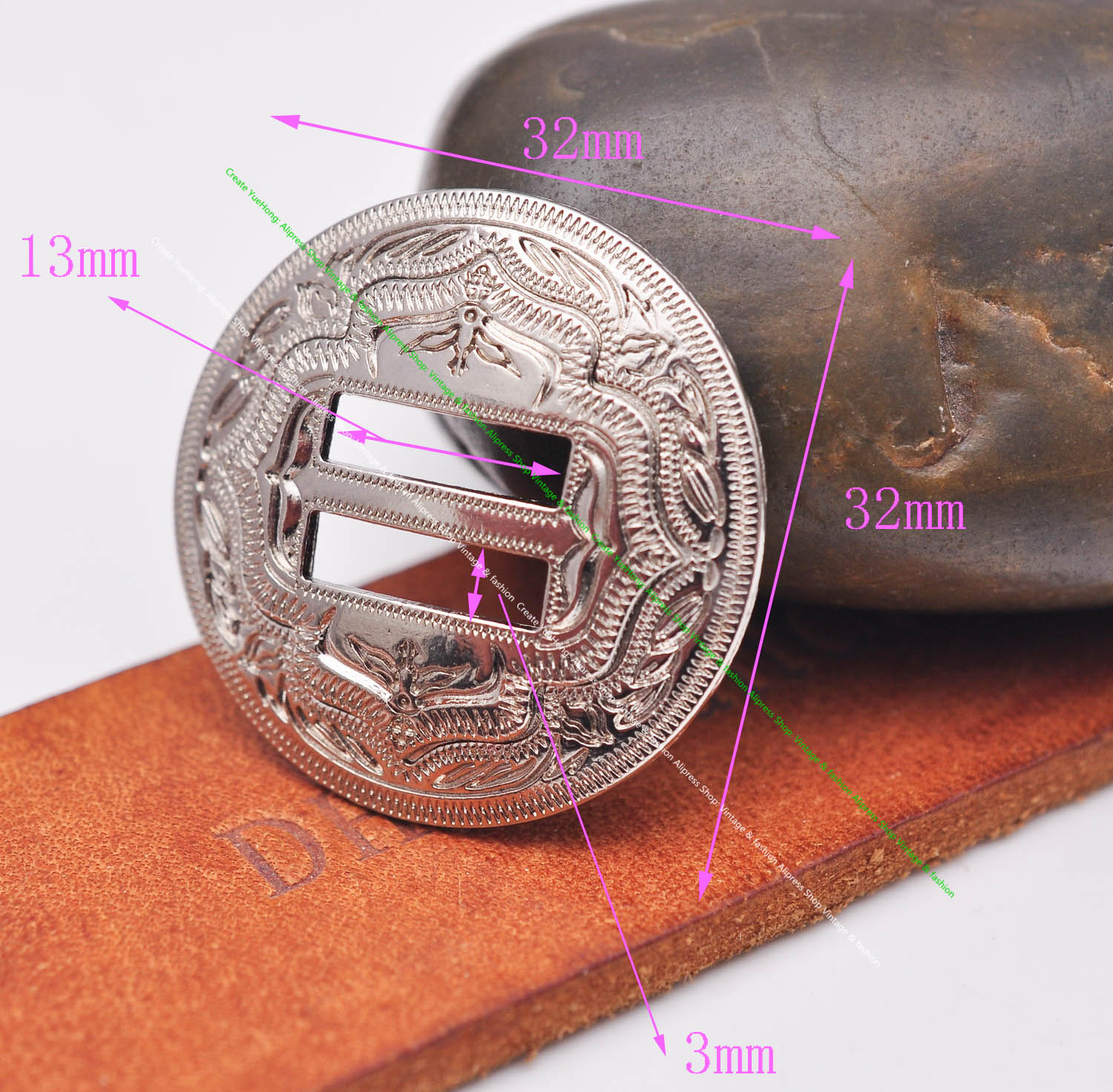 6X Western Cowboy Gold Sliver Saddles Tack Headstall Bridle Leathercraft Belt Hatband Slotted Conchos Buckle 1-1/4"