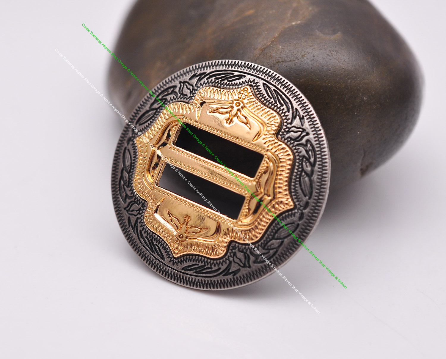 6X Western Cowboy Gold Sliver Saddles Tack Headstall Bridle Leathercraft Belt Hatband Slotted Conchos Buckle 1-1/4"