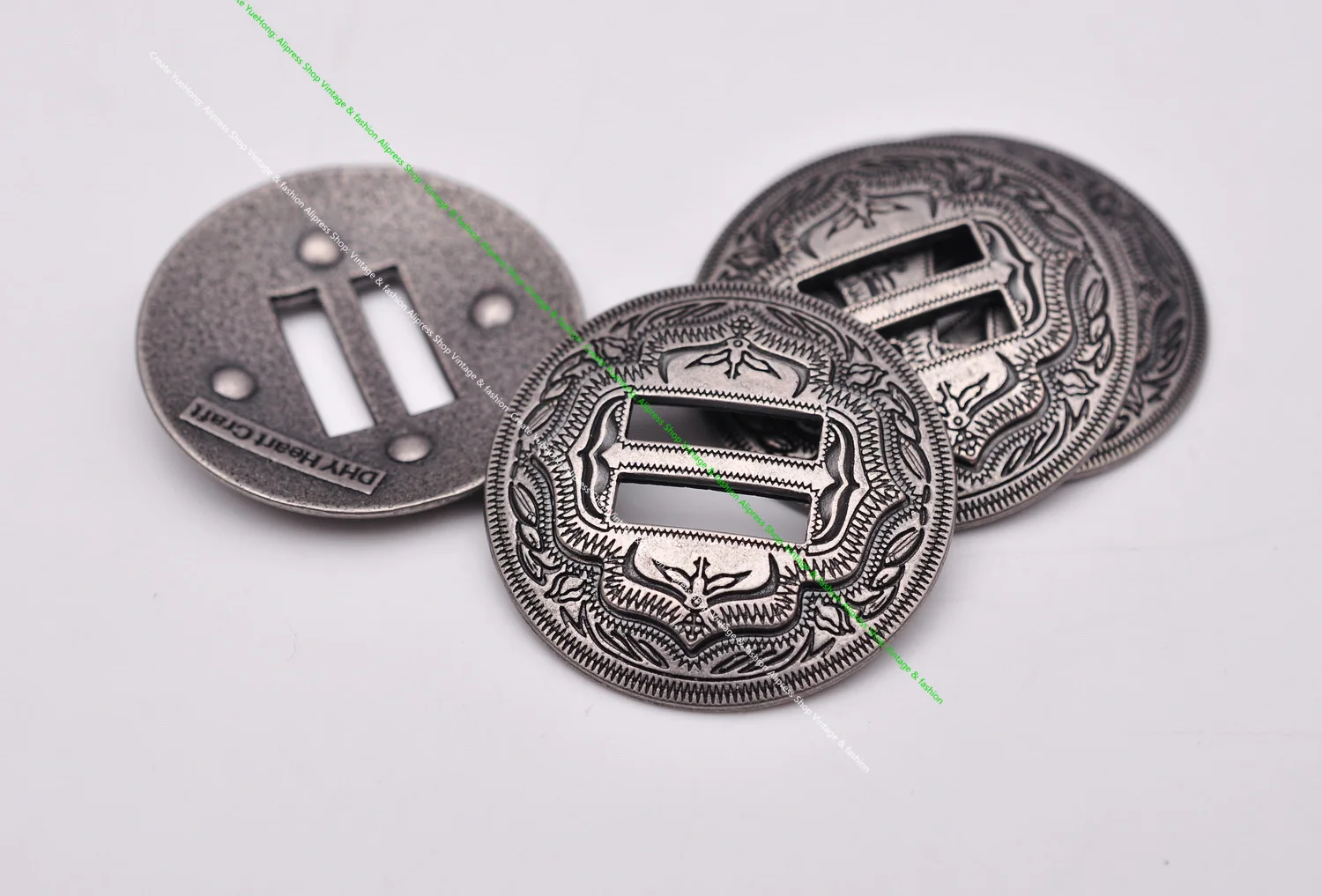 6X Western Cowboy Gold Sliver Saddles Tack Headstall Bridle Leathercraft Belt Hatband Slotted Conchos Buckle 1-1/4"