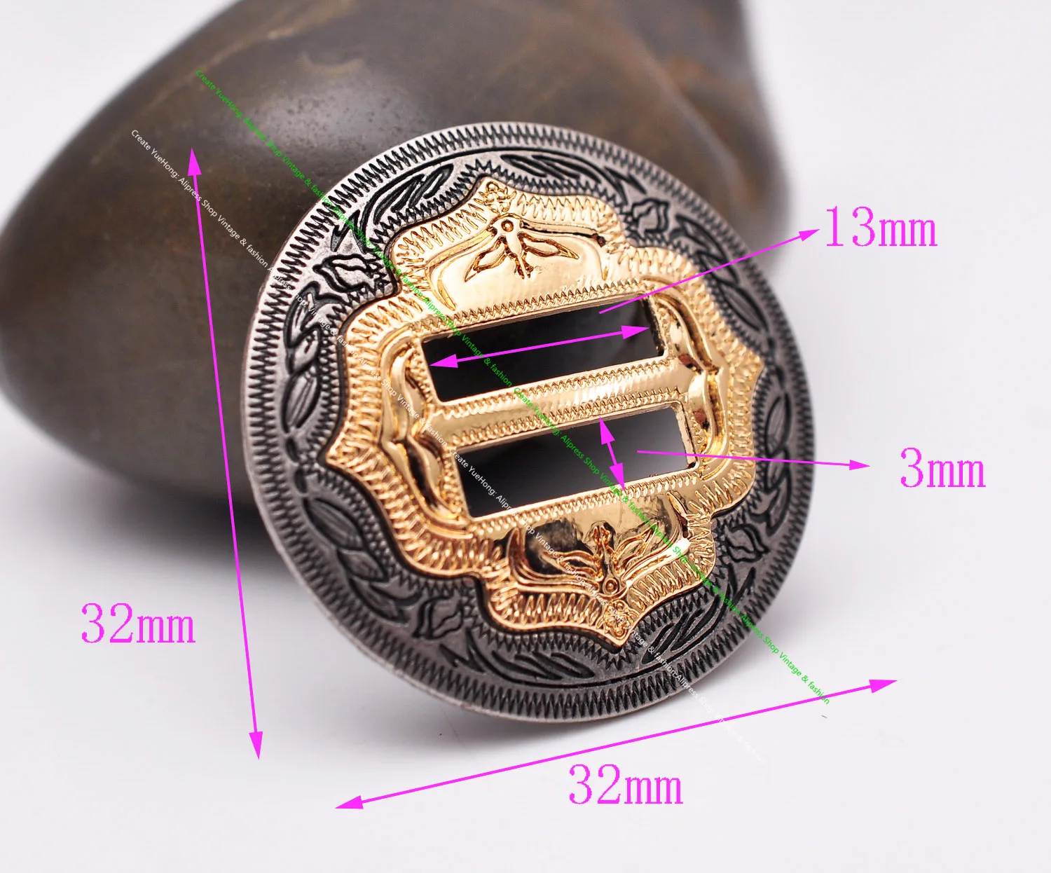 6X Western Cowboy Gold Sliver Saddles Tack Headstall Bridle Leathercraft Belt Hatband Slotted Conchos Buckle 1-1/4"