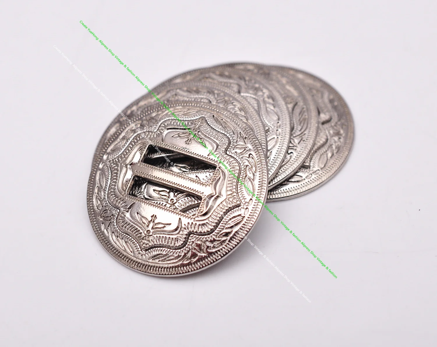6X Western Cowboy Gold Sliver Saddles Tack Headstall Bridle Leathercraft Belt Hatband Slotted Conchos Buckle 1-1/4"