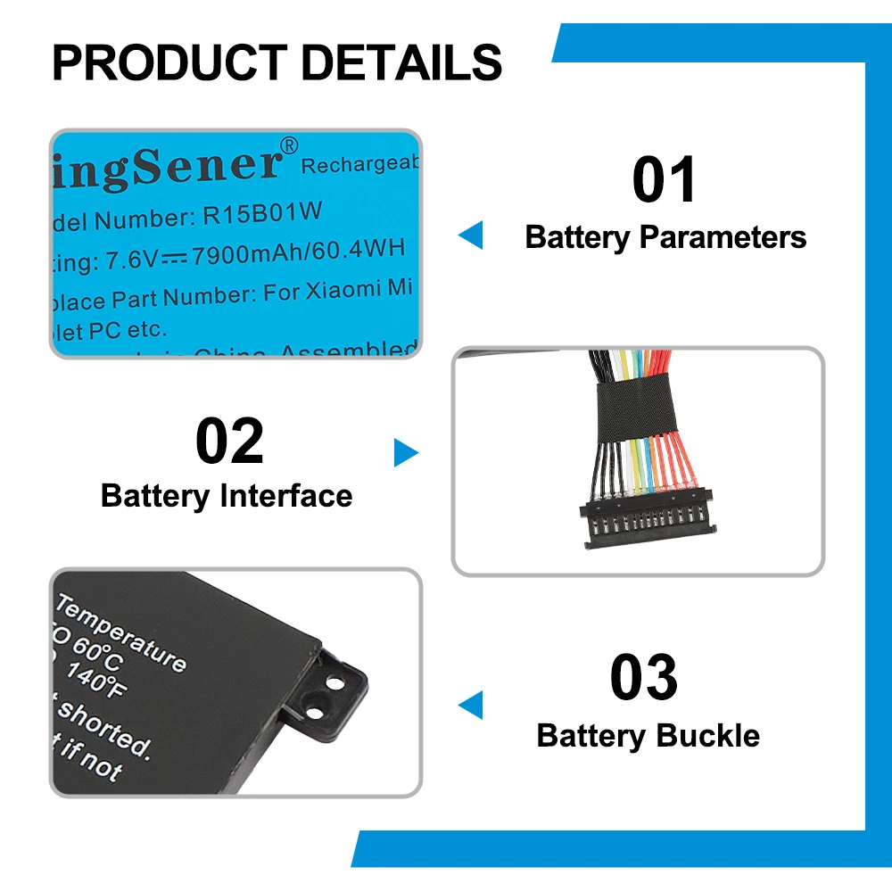 KingSener R15B01W Laptop Battery For Xiaomi Pro 15.6 Inch Series TM1701 171501-AQ TM1707 Notebook 7900mAh/60.4WH Free Tools