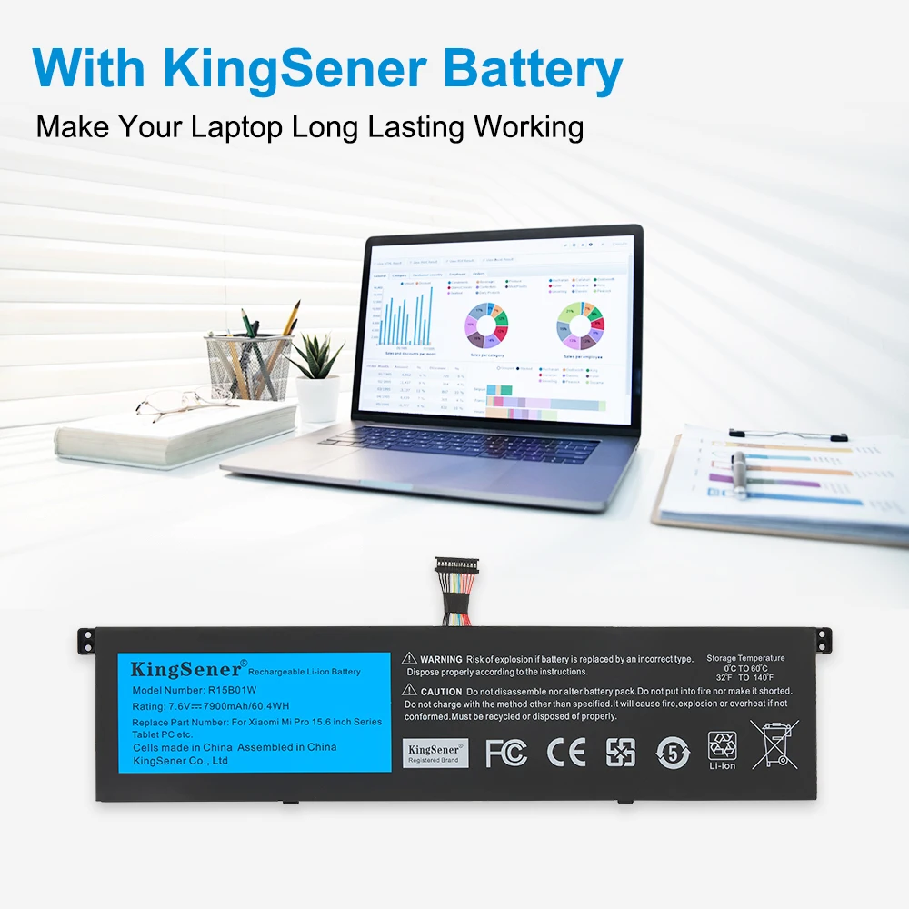 KingSener R15B01W Laptop Battery For Xiaomi Pro 15.6 Inch Series TM1701 171501-AQ TM1707 Notebook 7900mAh/60.4WH Free Tools