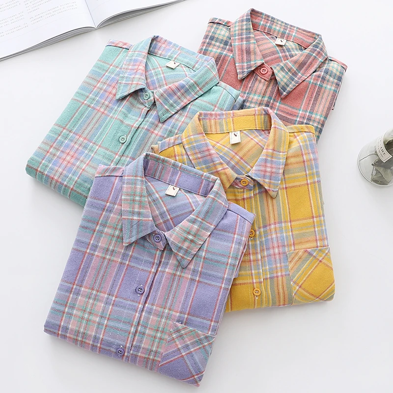 Elegant Design Style Plaid Shirt Women 2026 New Spring Autumn Casual Womens Blouses and Tops Ladies Loose Long Sleeve Blouse