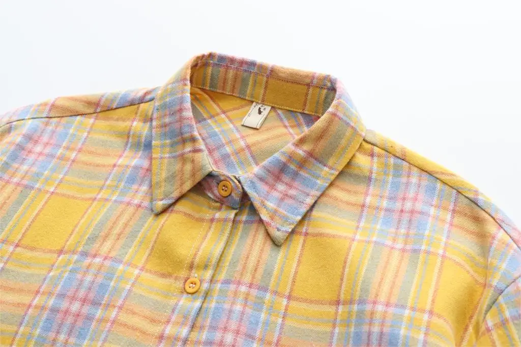 Elegant Design Style Plaid Shirt Women 2026 New Spring Autumn Casual Womens Blouses and Tops Ladies Loose Long Sleeve Blouse