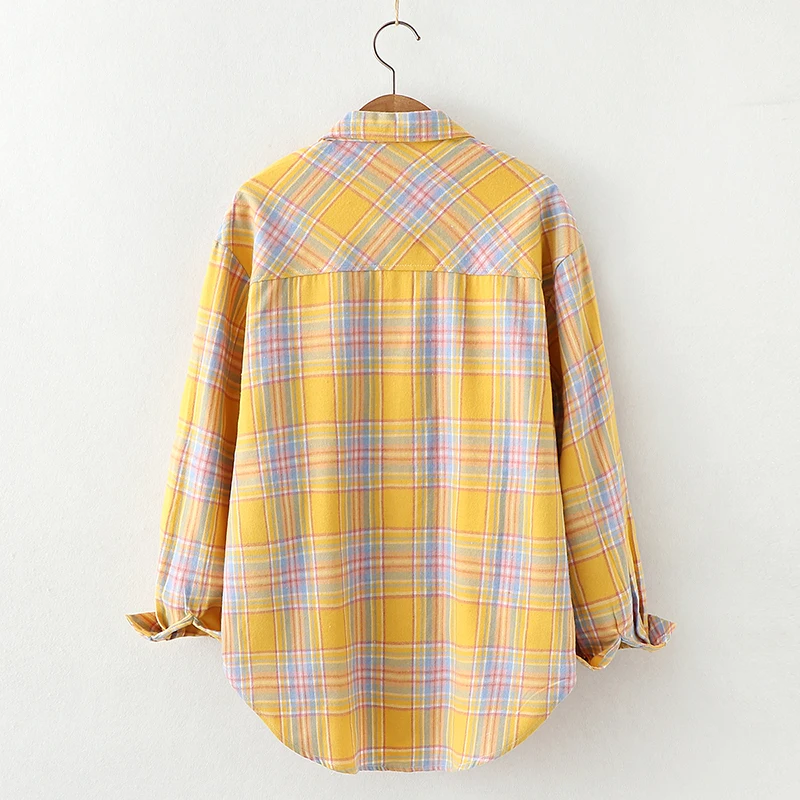 Elegant Design Style Plaid Shirt Women 2026 New Spring Autumn Casual Womens Blouses and Tops Ladies Loose Long Sleeve Blouse