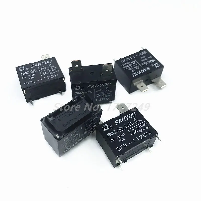 Free shipping 10Pcs/lot 100% New Original SANYOU relay SFK 112DM SFK-112DM 12V 20A 250VAC 4Pin Air conditioner relay Power Relay