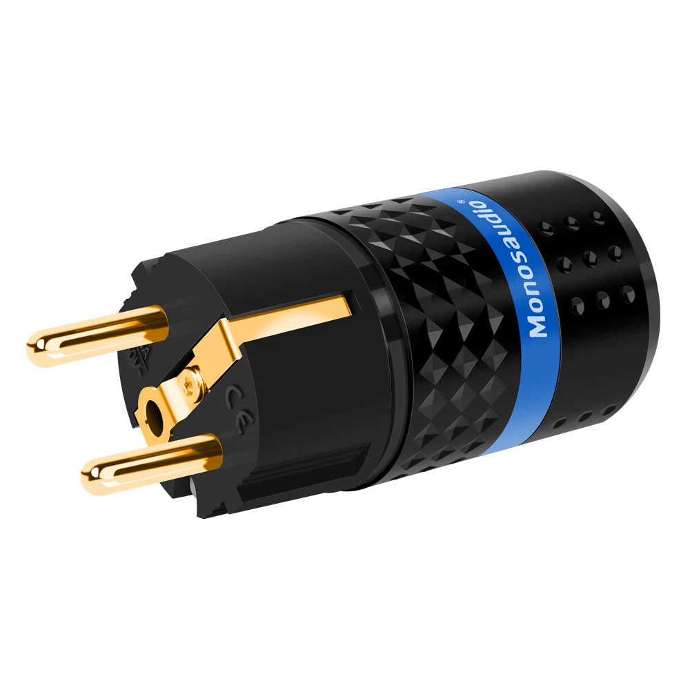 Monosaudio E102G/F102G Pure Copper 24k Gold Plated European Power Connector IEC Plug Connector Power Plug