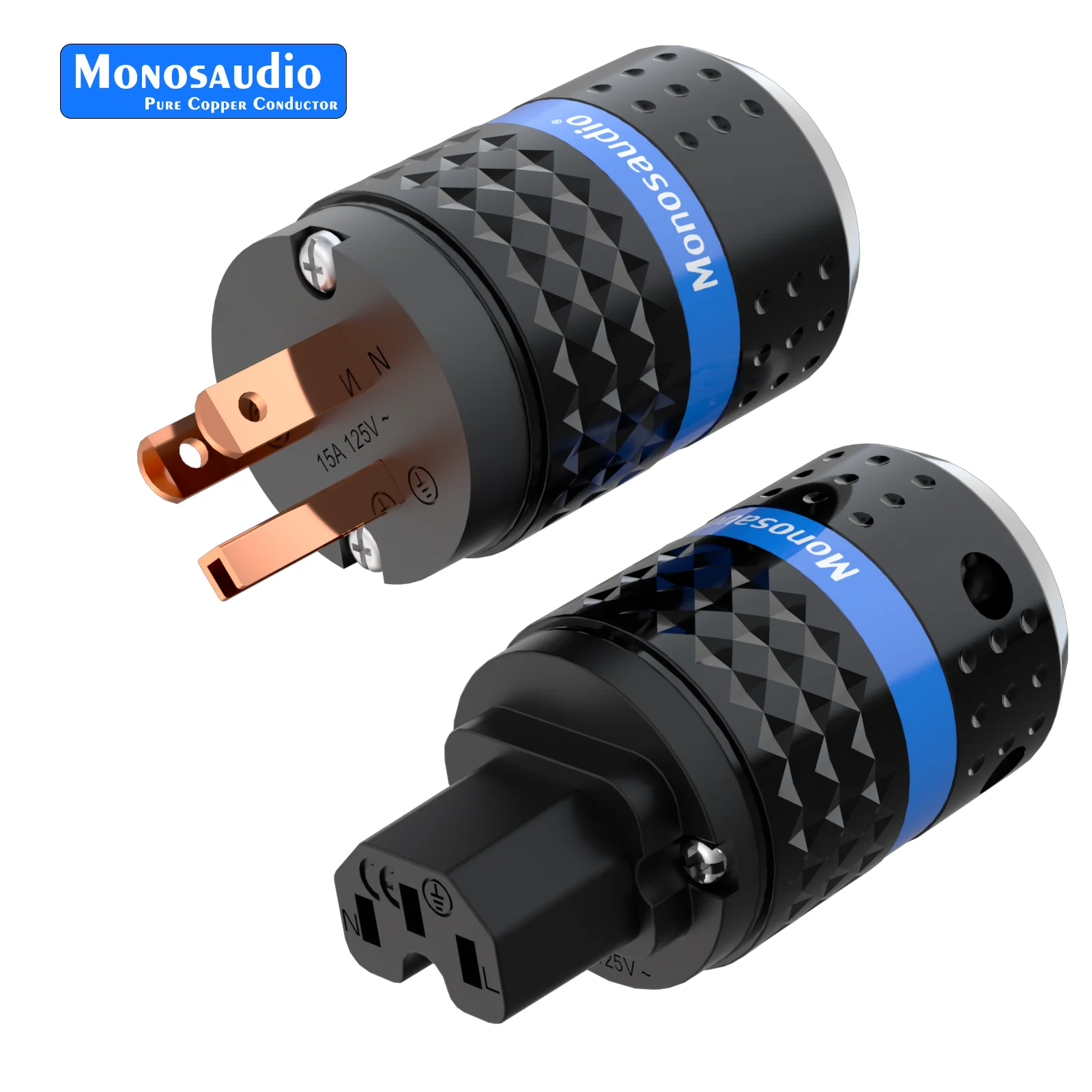 Monosaudio E102G/F102G Pure Copper 24k Gold Plated European Power Connector IEC Plug Connector Power Plug
