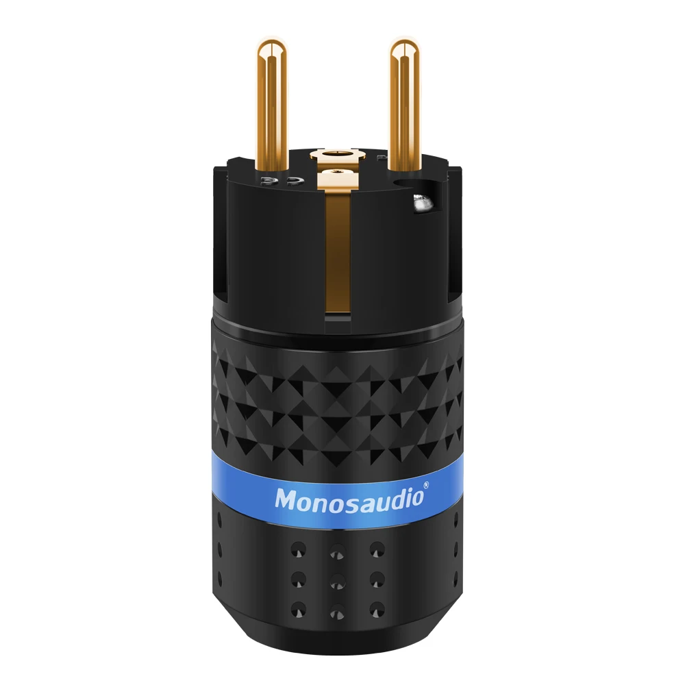 Monosaudio E102G/F102G Pure Copper 24k Gold Plated European Power Connector IEC Plug Connector Power Plug