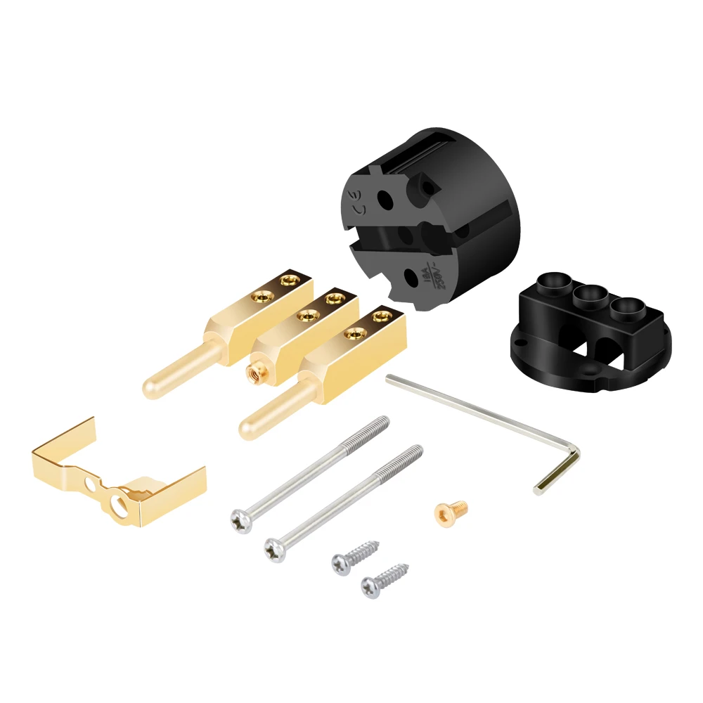 Monosaudio E102G/F102G Pure Copper 24k Gold Plated European Power Connector IEC Plug Connector Power Plug