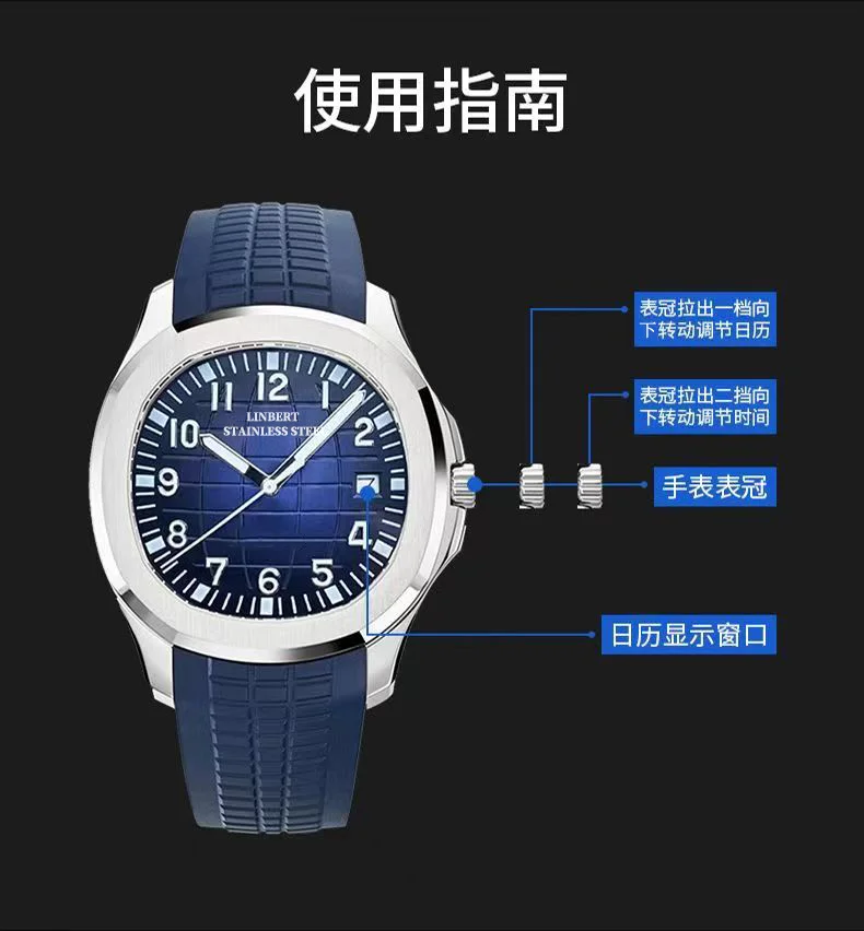 LIBERT Design New Luxury Men's Mechanical Watch Stainless Steel Digital Luminous Patek Top Brand Sapphire Glass Watch Reloj Hom