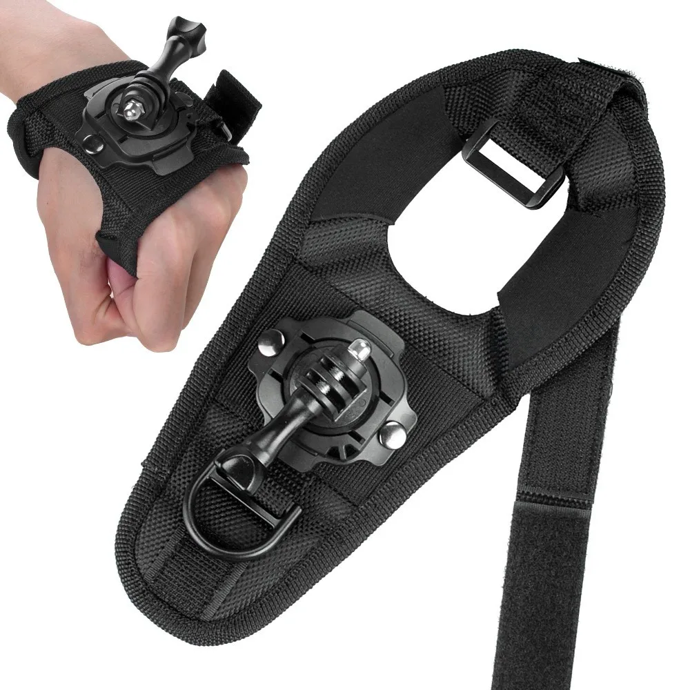 Glove Wrist Band 360 Degree Swivel Rotation Hand Strap Belt Tripod Mount for GoPro Xiaomi Yi OSMO MAX SJCAM SJ4000 SJ5000 Camera