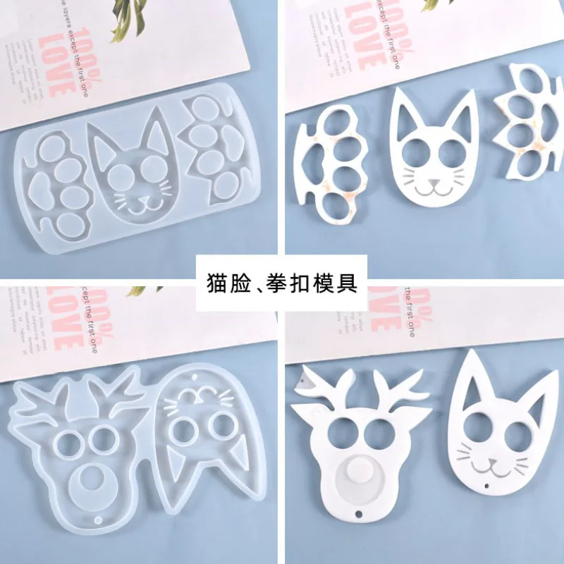 Transparent Silicone Mould Resin Decorative Craft DIY Christmas Owl Cat Pendant Self-defense Keychain Mold Epoxy Resin Molds for