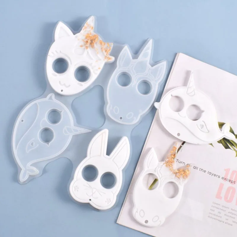 Transparent Silicone Mould Resin Decorative Craft DIY Christmas Owl Cat Pendant Self-defense Keychain Mold Epoxy Resin Molds for