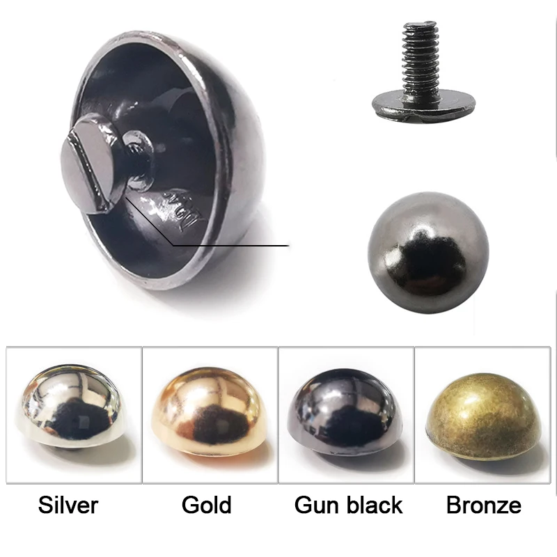 10sets Dome Cap Rivets Studs Round Head Spike Studs Punk Spots Garment Leather Belt Wallet Decor Fasteners Parts DIY Accessories