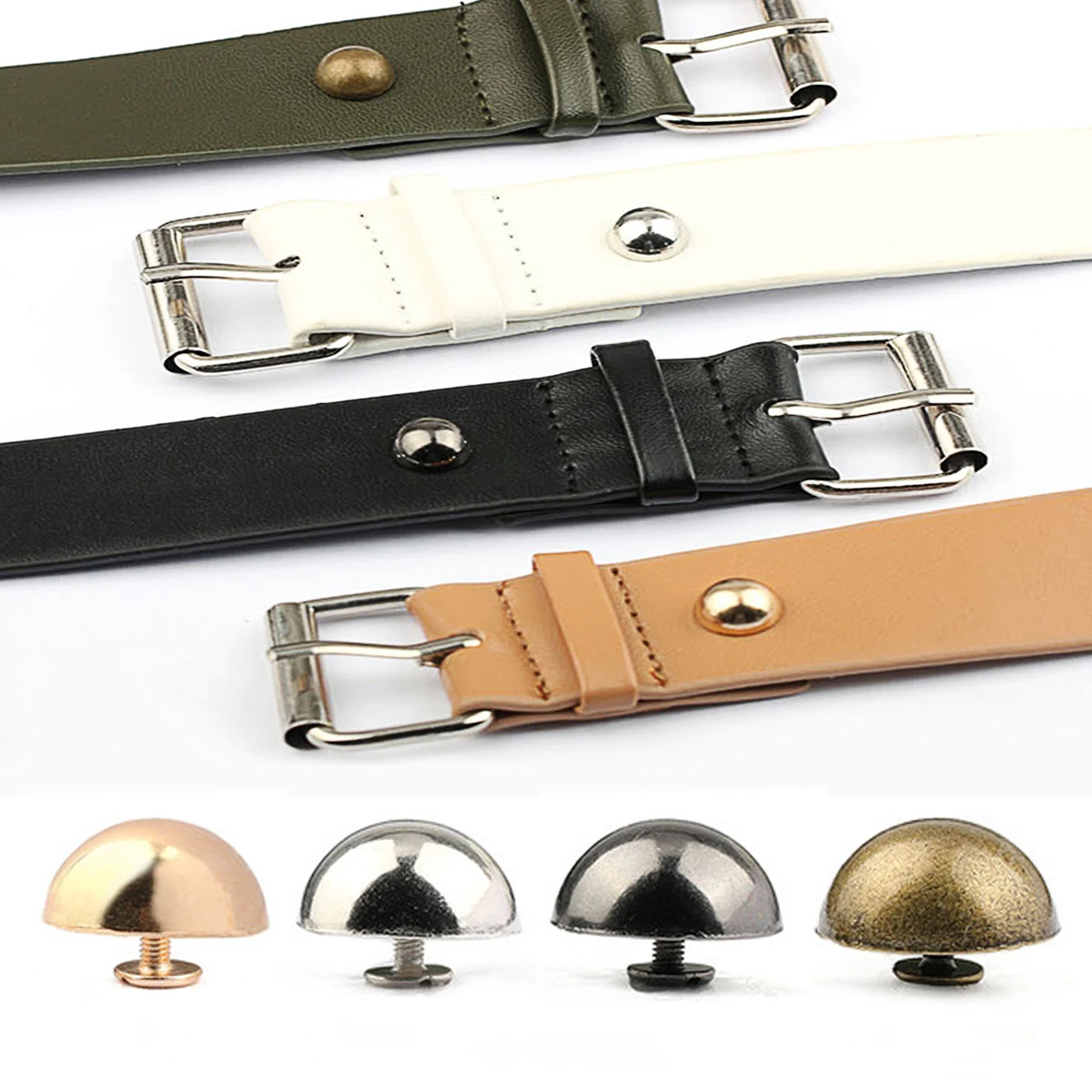10sets Dome Cap Rivets Studs Round Head Spike Studs Punk Spots Garment Leather Belt Wallet Decor Fasteners Parts DIY Accessories