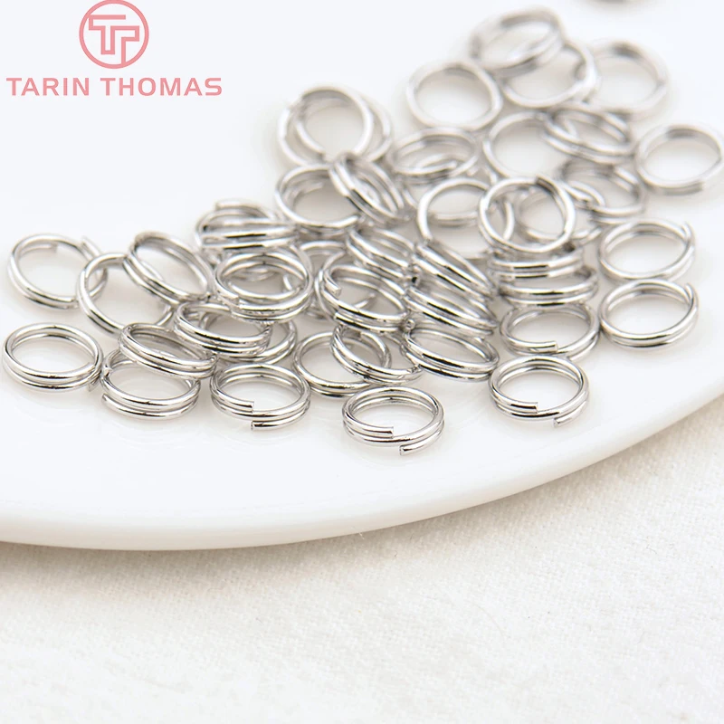 (3668) 50PCS 5x0.7MM 7x0.7MM 24K Gold Color Plated Brass Double Loop Jump Rings Split Rings High Quality Jewelry Accessories
