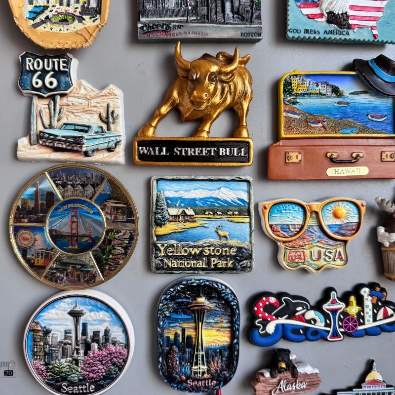 USA Fridge Magnet Boston Tourist Souvenirs Baseball Gloves Alaska Hawaii Seattle Yellow stone Collection Gifts Home Decoration