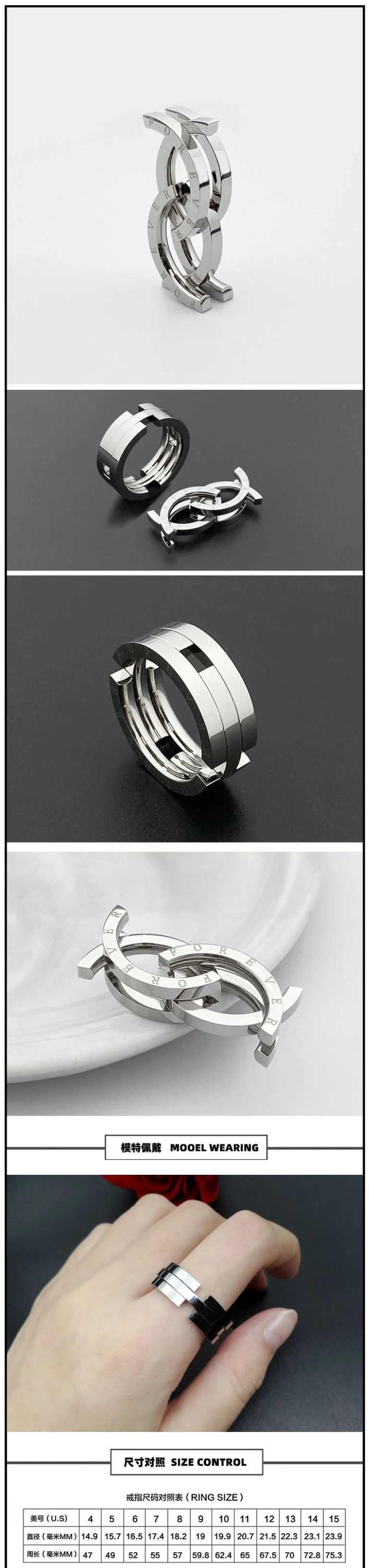 Fashionable Stainless Steel Couple Gift Transformable Dual Purpose Ring Hot Sale Wholesale