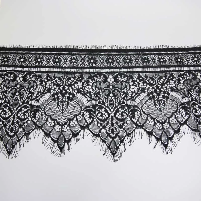 (3 Meters/Lot) 25cm White Eyelash Lace Ribbon Clothing Accessories Lace Material Handmade DIY Trimming Fabric