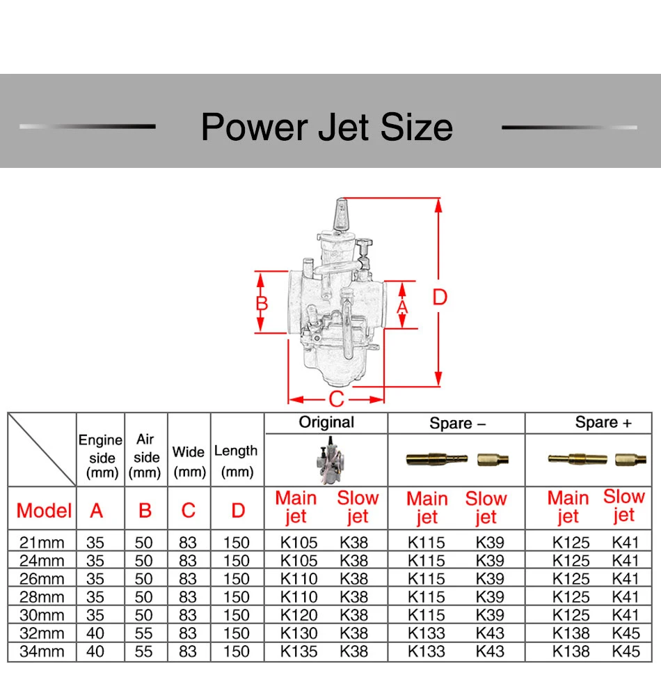 Sclmotos- PWK 21 24 26 28 30 32 34mm KEIHI KOSO Carburetor Carb With Power Jet 2T 4T For Yamaha For Kawasaki Cafe Racer Moped