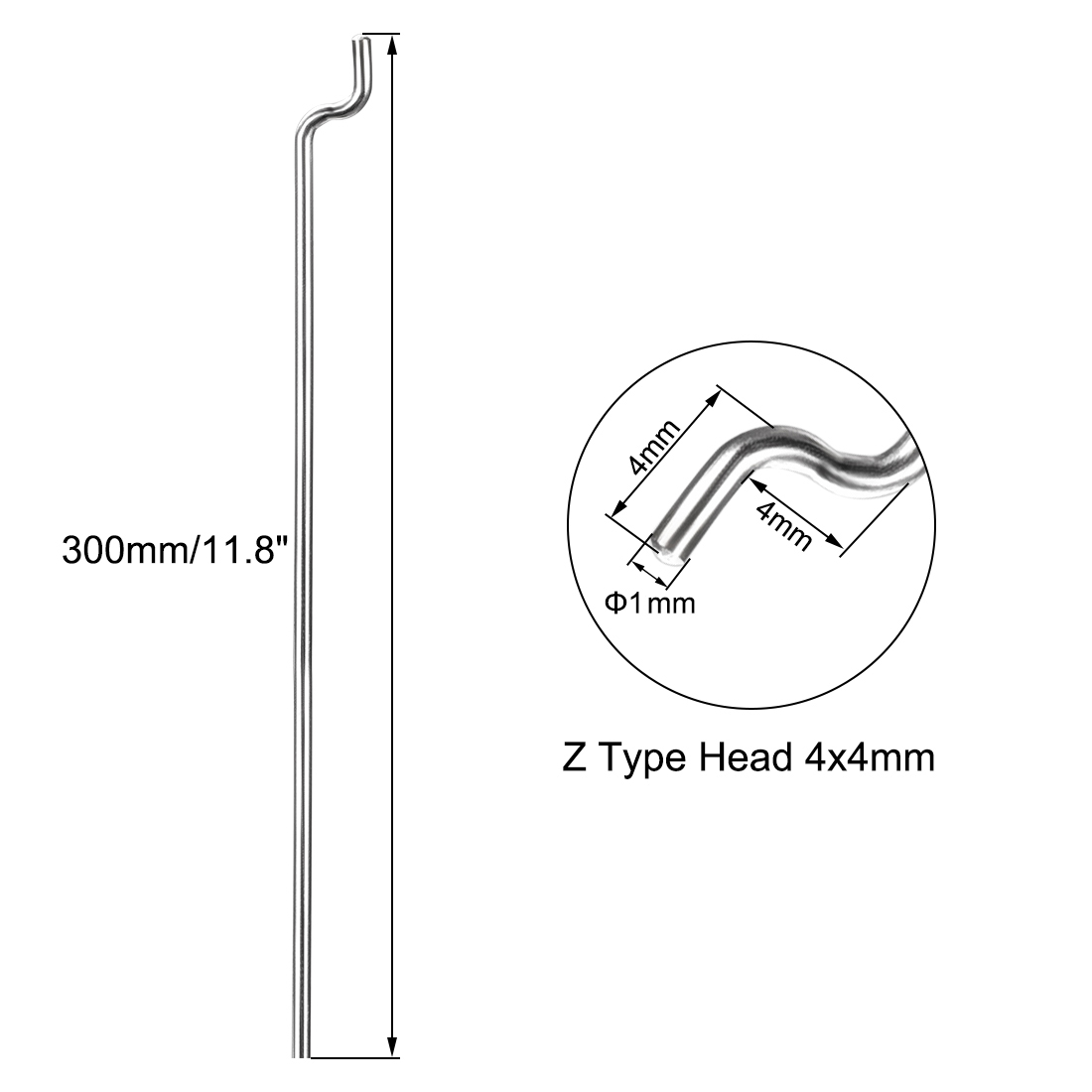 10pcs 1mm Diameter 80/180/300/400mm Total Length Steel Z Pull/Push Rods Parts Tools for RC Airplane Plane Boat Replacement