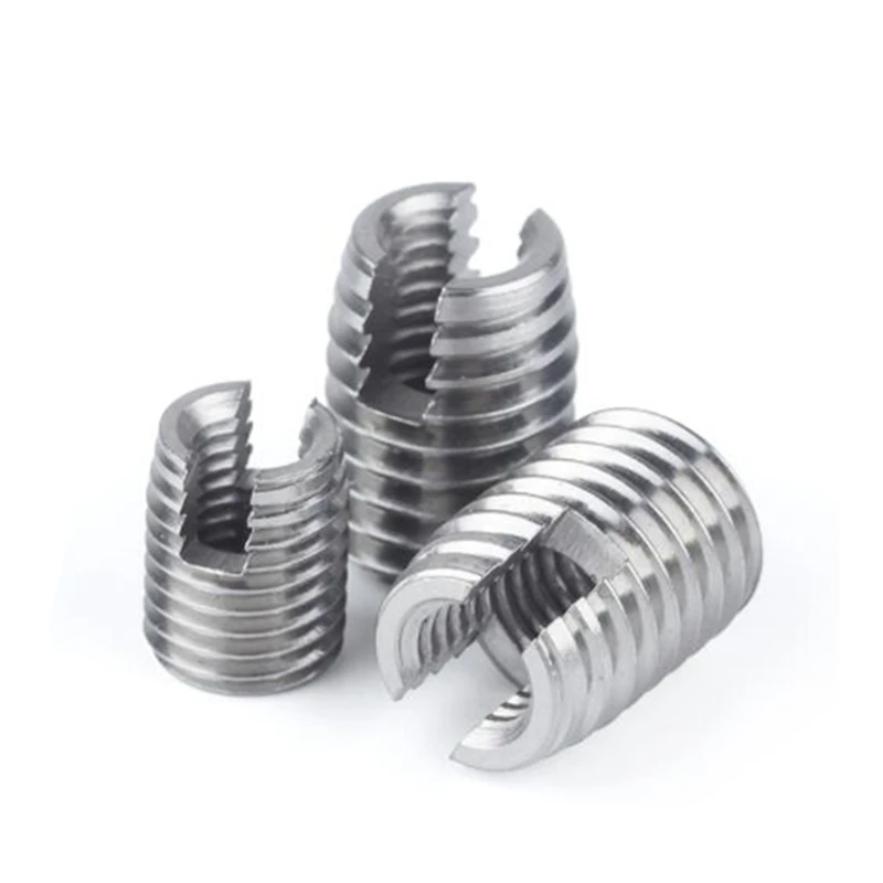 M2 M3 M4 M5 M6 M8 M10 Stainless Steel 302 Style Threaded Metal Thread Repair Insert Self Tapping Inserts Slotted Screw Threaded