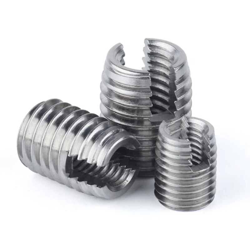 M2 M3 M4 M5 M6 M8 M10 Stainless Steel 302 Style Threaded Metal Thread Repair Insert Self Tapping Inserts Slotted Screw Threaded