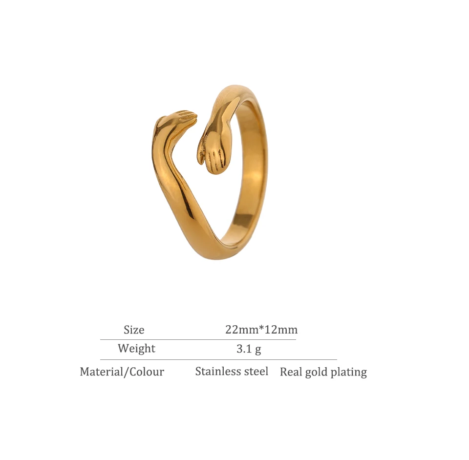 Yhpup New Design Embrace Ring Stainless Steel Jewelry Women 18 K Plated Metal Texture Gold Occident Accessories кольцо женское