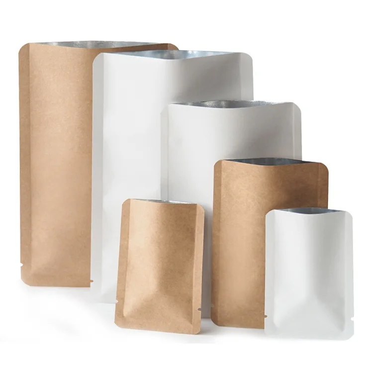 200PCS Kraft/White Paper Open Top Bag DIY Coffee Tea Powder Soap Chocolate Candy Spice Heat Sealing Customize Packaging Pouches
