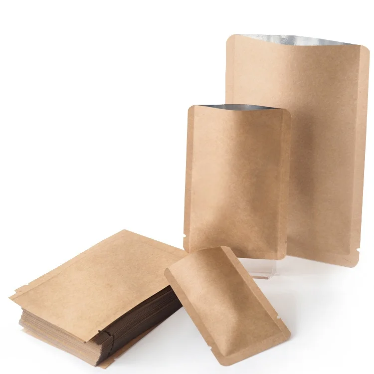 200PCS Kraft/White Paper Open Top Bag DIY Coffee Tea Powder Soap Chocolate Candy Spice Heat Sealing Customize Packaging Pouches