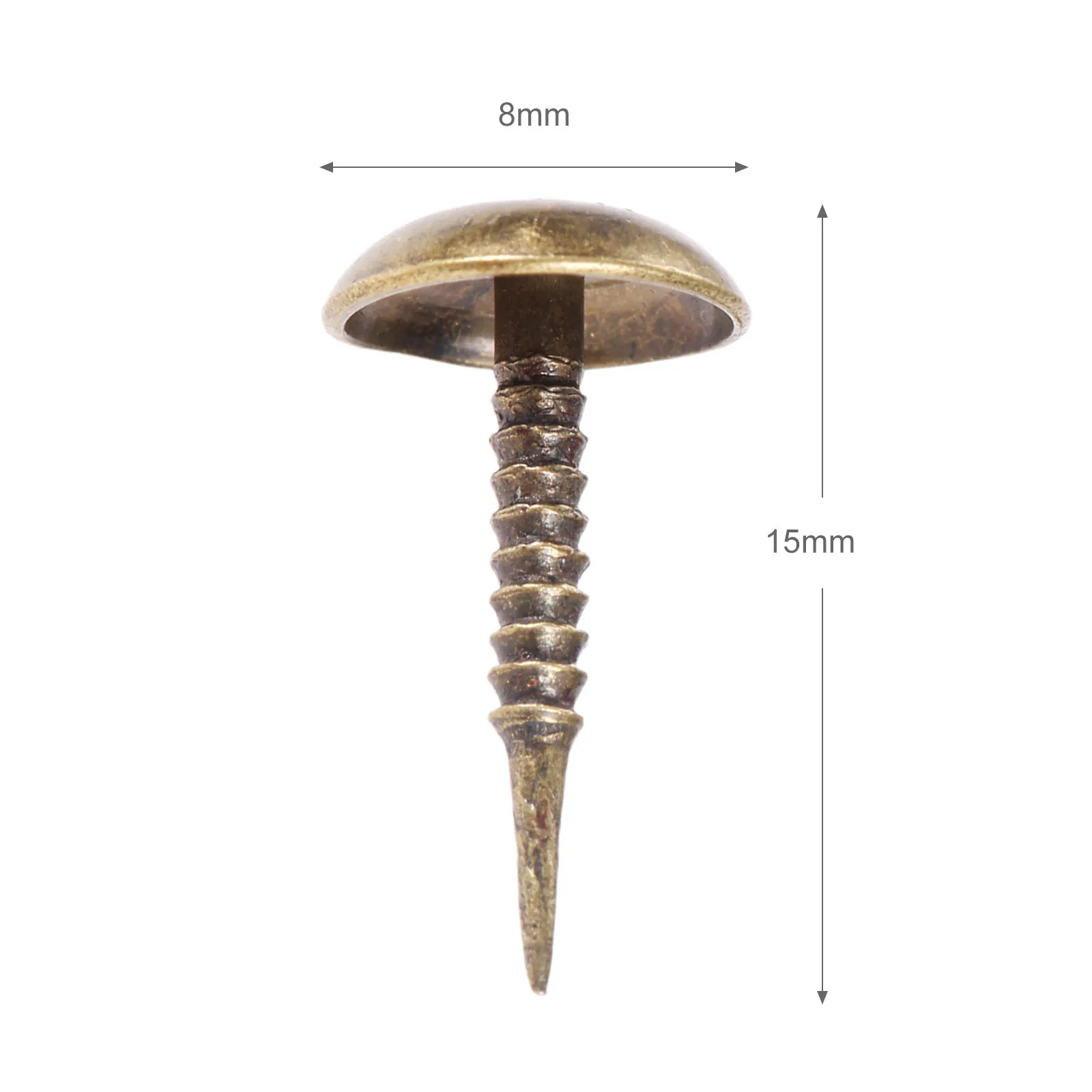 100Pcs Antique Bronze Zinc Alloy Nail Jewelry Wood Box Sofa Furniture Tack Stud Pushpin Doornail Furniture Hardware Decor 8*15mm