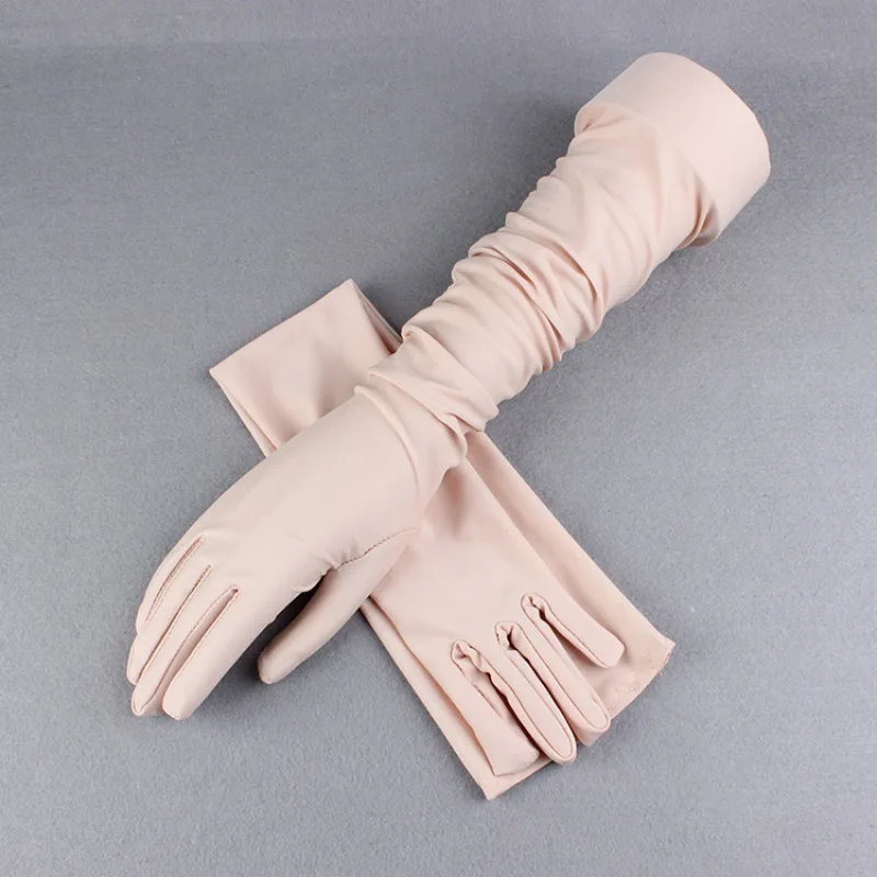 51CM Long Summer Women Thin Breathable Sun Protection Anti-UV Gloves Outdoor Drive Cycling Cover Scar Arm Sleeve Solid Soft