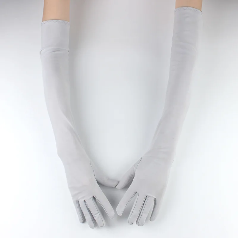51CM Long Summer Women Thin Breathable Sun Protection Anti-UV Gloves Outdoor Drive Cycling Cover Scar Arm Sleeve Solid Soft