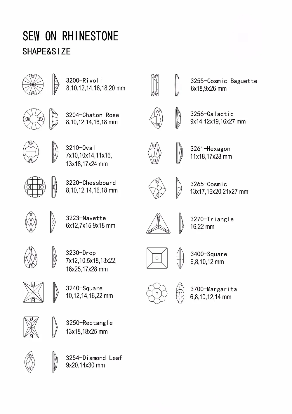 Mix Colors Crystal Trilliant Strass Sew on Stones K9 Glass Crystal Craft Sewing Rhinestones for Wedding Dresses Decoration