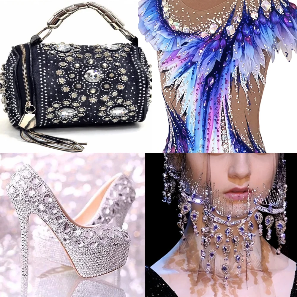 Mix Colors Crystal Trilliant Strass Sew on Stones K9 Glass Crystal Craft Sewing Rhinestones for Wedding Dresses Decoration
