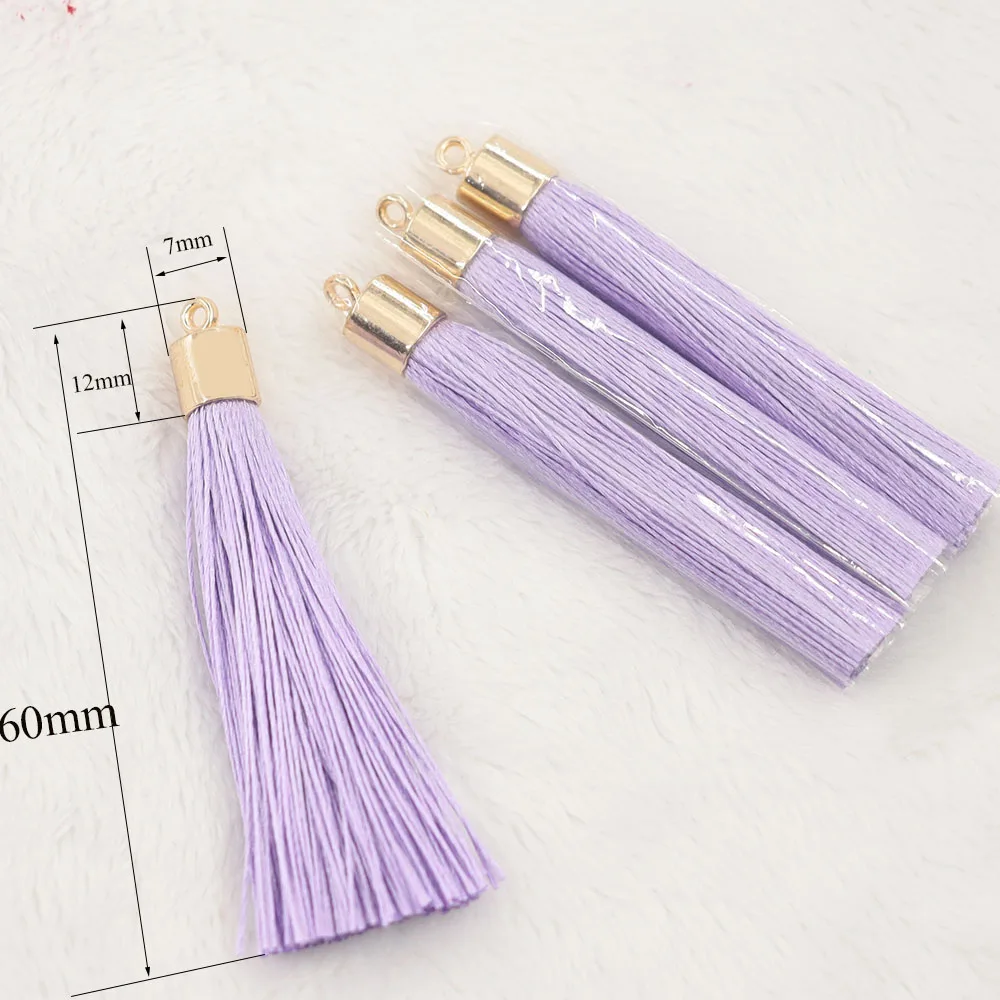10/20pcs 28color 6cm Long Silk Tassel Brush Metal Caps Tassel Charms Pendant DIY Jewelry Making Jewelry Components Accessories