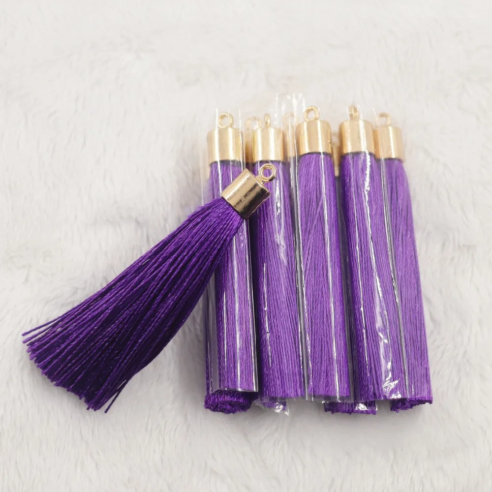 10/20pcs 28color 6cm Long Silk Tassel Brush Metal Caps Tassel Charms Pendant DIY Jewelry Making Jewelry Components Accessories