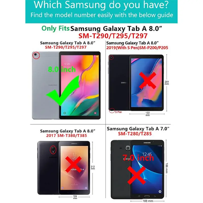 For Samsung Galaxy Tab A 8.0inch 2019 T290 T295 T297 360 Degree Rotating Stand Holder Tablet Cover Protective Shell For SM-T295
