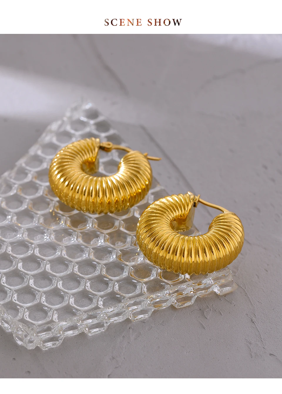 Yhpup Trendy Round Chunky Hoop Earrings Gold Stainless Steel Bijoux Ete Jewlery New Metal 18 K Plated Accessories Waterproof