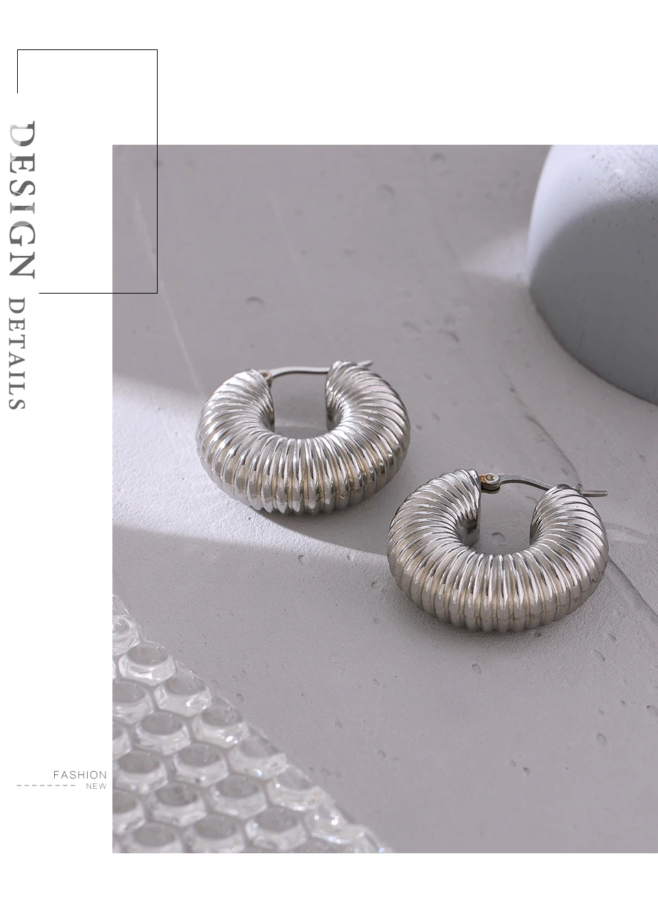 Yhpup Trendy Round Chunky Hoop Earrings Gold Stainless Steel Bijoux Ete Jewlery New Metal 18 K Plated Accessories Waterproof
