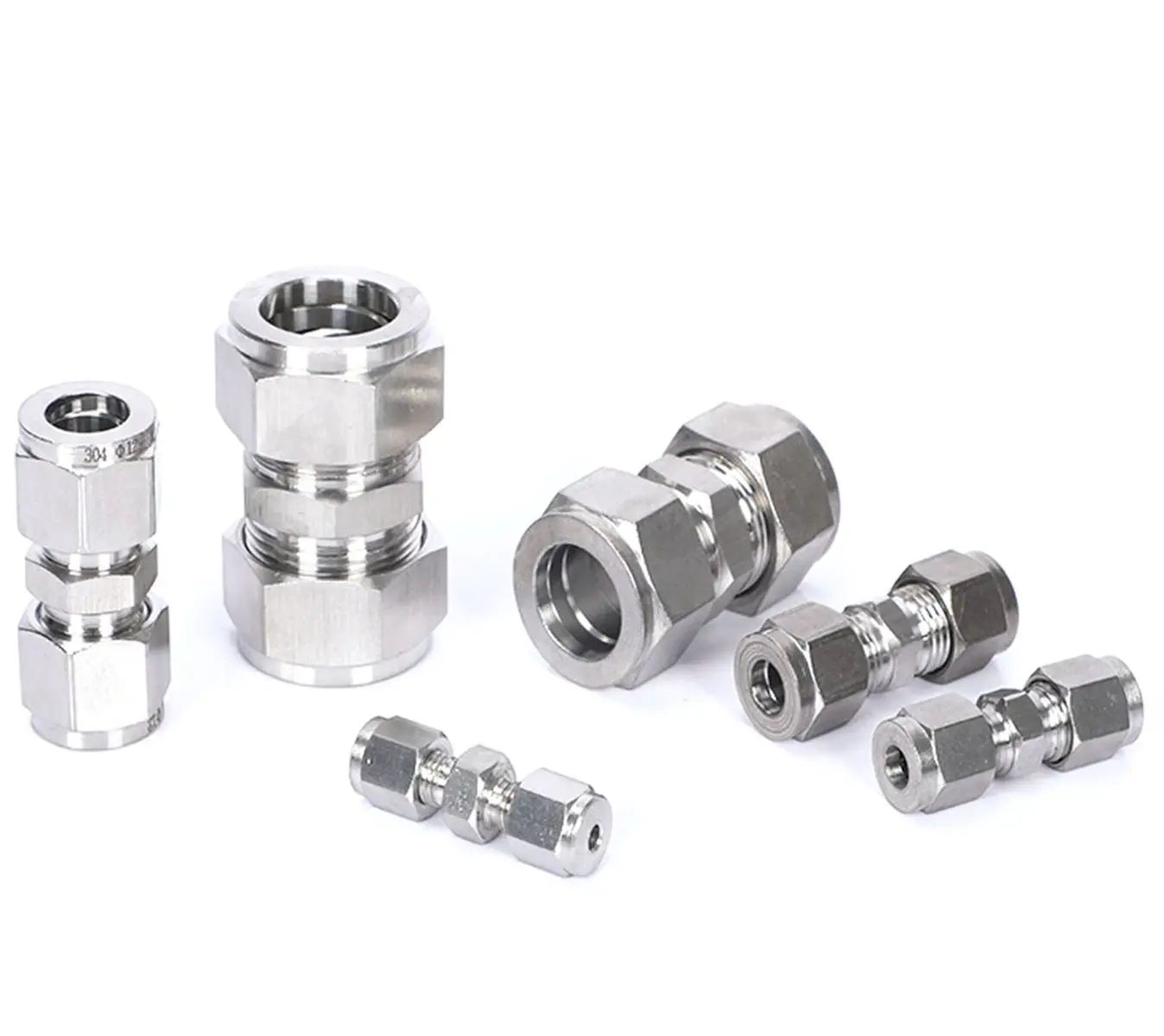 Fit Tube O/D 3-25mm 1/8" 1/4" 3/8" 1/2" 304 Stainless Equal Straight Ferrule Pneumatic Air Compression Fitting