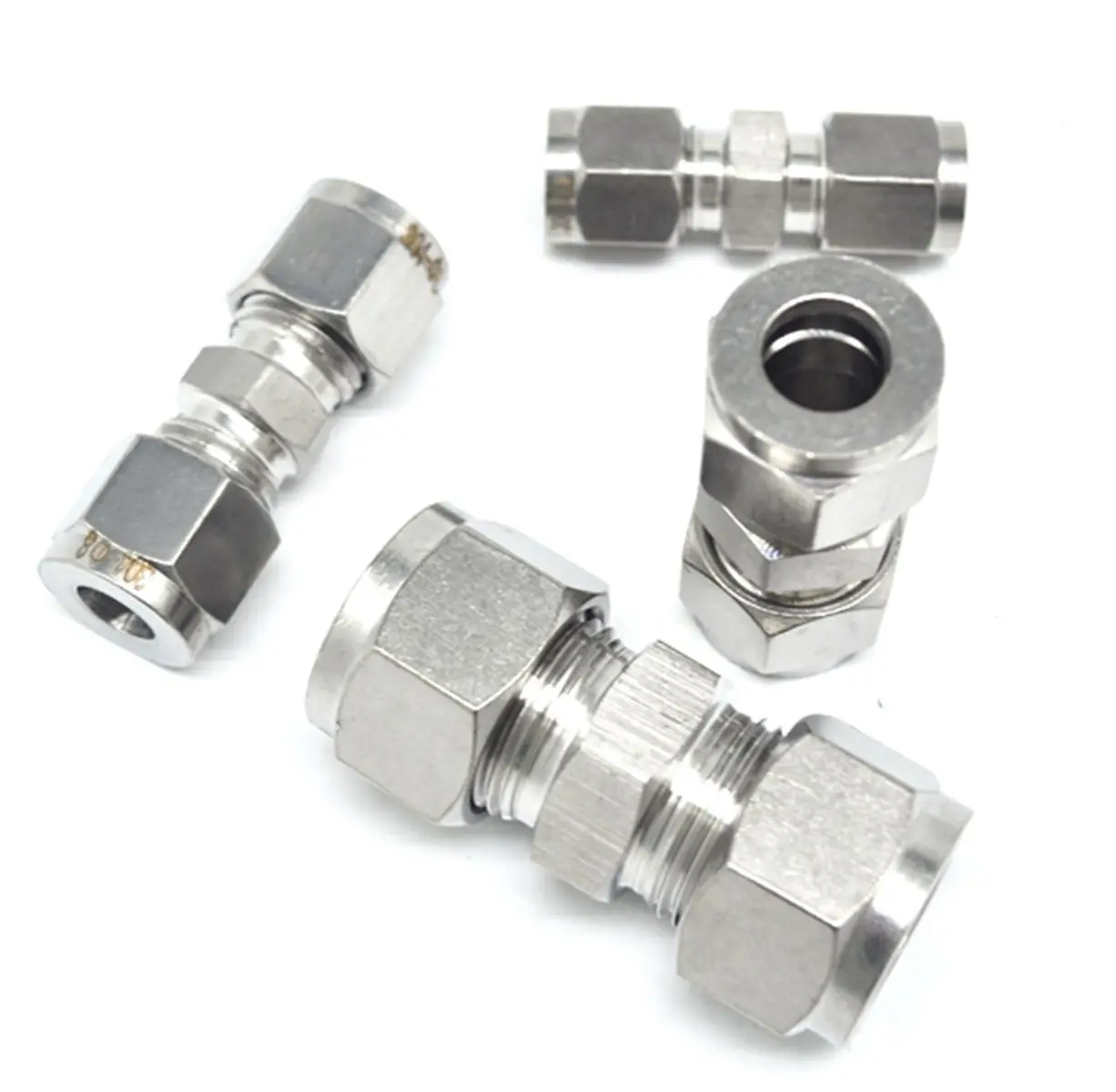 Fit Tube O/D 3-25mm 1/8" 1/4" 3/8" 1/2" 304 Stainless Equal Straight Ferrule Pneumatic Air Compression Fitting