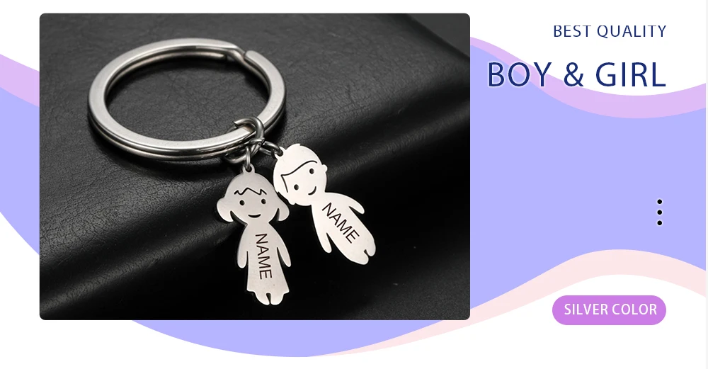 Boy Girl Couple Mother Kid Gift Personalized Keychain Custom Name Key Chain for Women Men Family Mom Dad Stainless Steel Jewelry