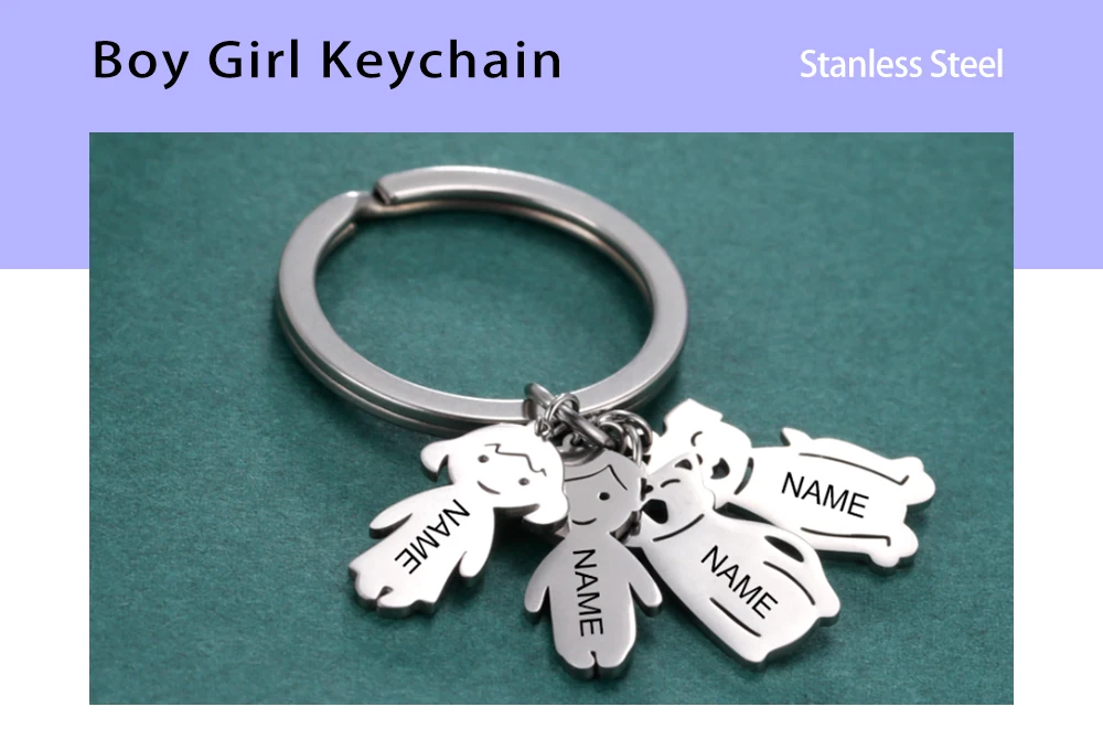 Boy Girl Couple Mother Kid Gift Personalized Keychain Custom Name Key Chain for Women Men Family Mom Dad Stainless Steel Jewelry