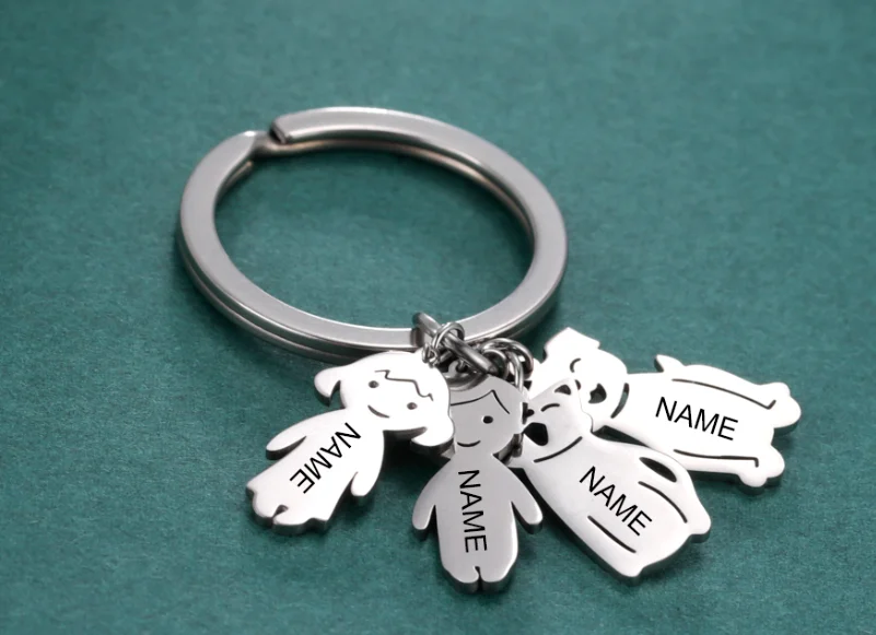 Boy Girl Couple Mother Kid Gift Personalized Keychain Custom Name Key Chain for Women Men Family Mom Dad Stainless Steel Jewelry